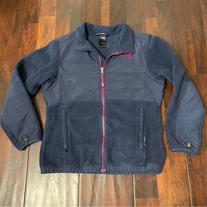 The North Face Denali Fleece Jacket Girls Large 14-16 Navy And Purple